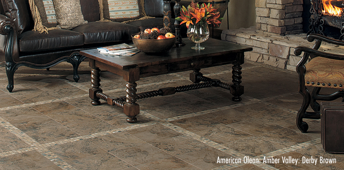 Ceramic Flooring: Amber Valley in Derby Brown Ceramic Tile by American Olean