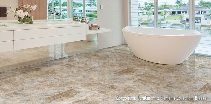 Vinyl Flooring: DuraCeramic Elements Luxury Vinyl Tile in Breeze by Congoleum