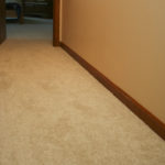 Shaw textured cut pile carpet installed in hallway