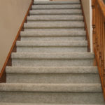 Shaw textured cut pile carpet installed on stairs