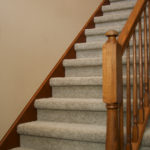 Shaw textured cut pile carpet installed on stairs