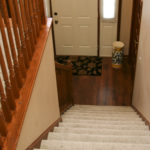 Shaw textured cut pile carpet installed on stairs