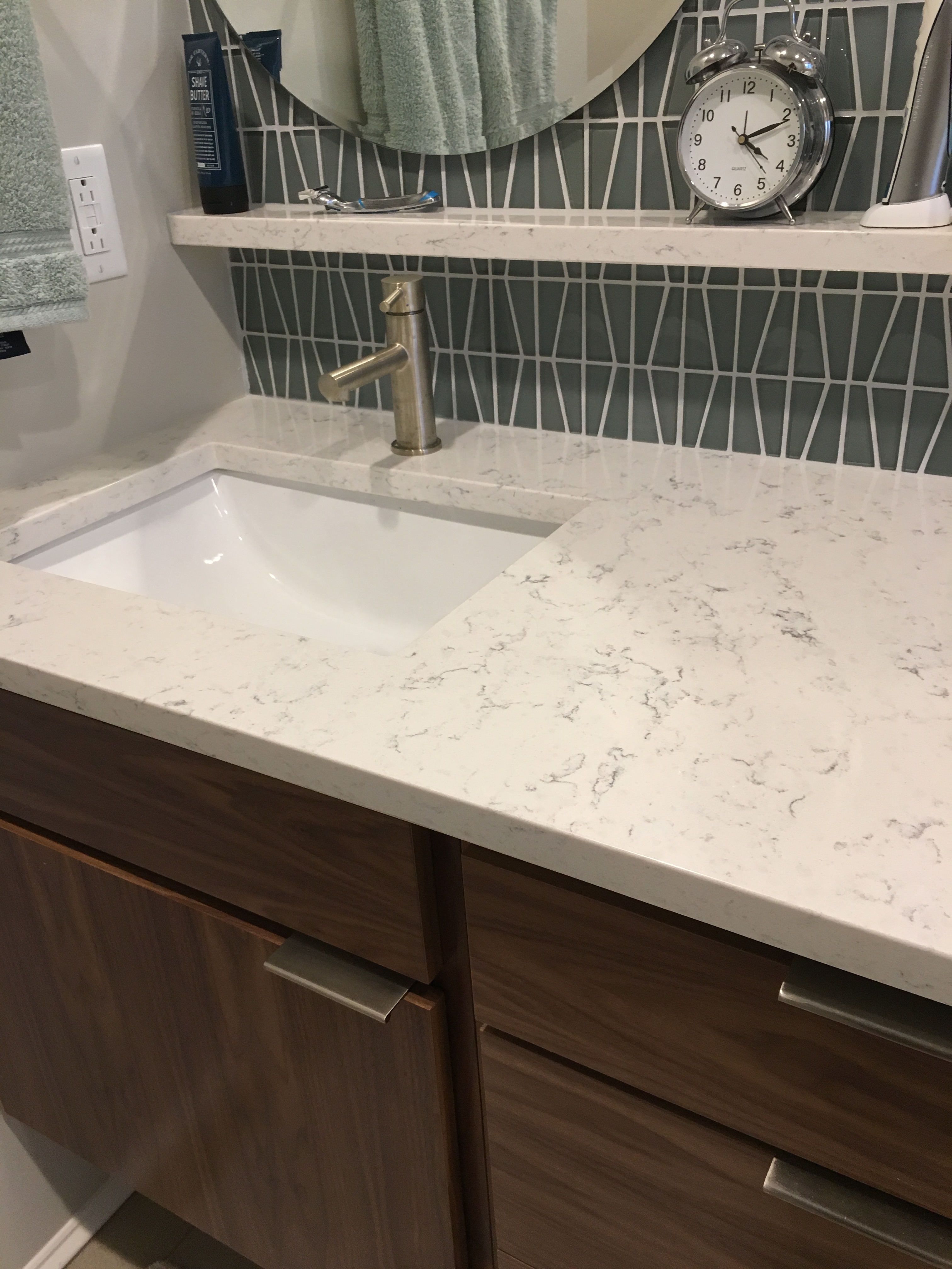 Mares Bathroom Remodel Vanity Hanstone Quartz Countertop